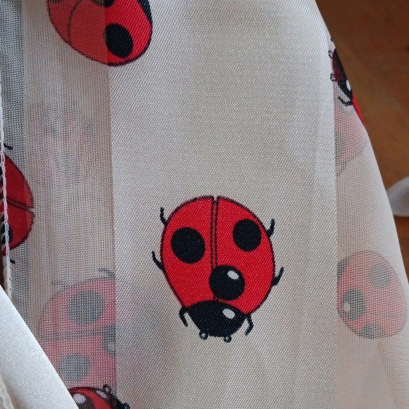 Ladybug Print Beige Scarf - Picture 3 of 5